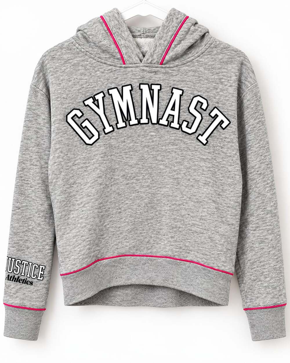 Justice Active Girls Gymnast Hoodie – Size 10 – Gray & Pink